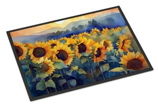 Watercolor Sunflowers Indoor-Outdoor Doormat