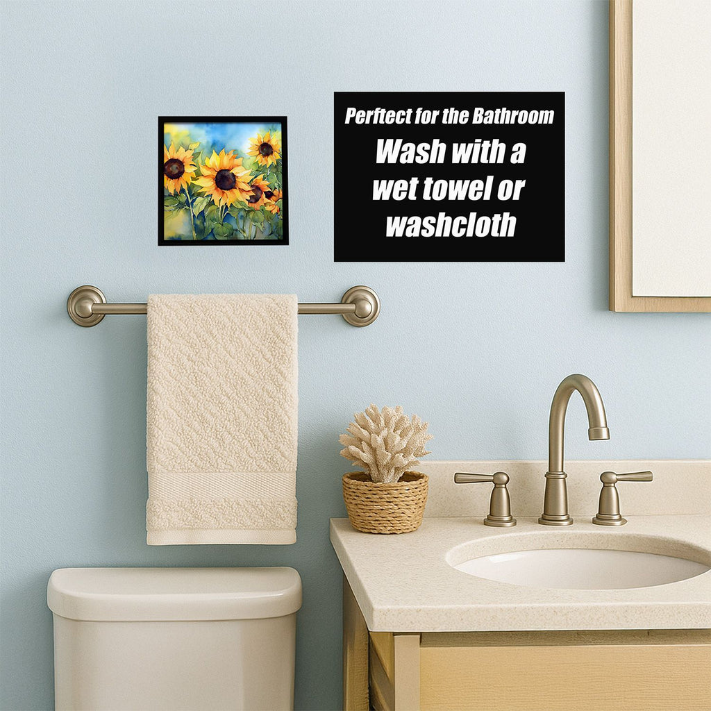 Watercolor Sunflowers Framed Metal Wall Art