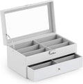 Lockable Sunglasses Organizer and Eyeglasses Display Case with Drawer