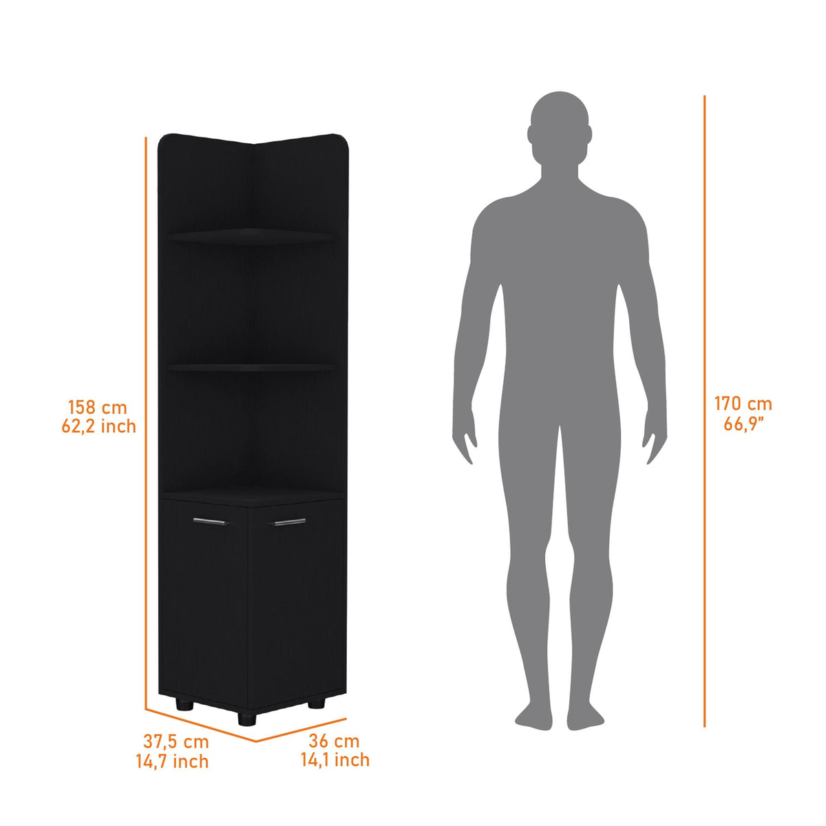 Sunriver Corner Cabinet with Open Shelving