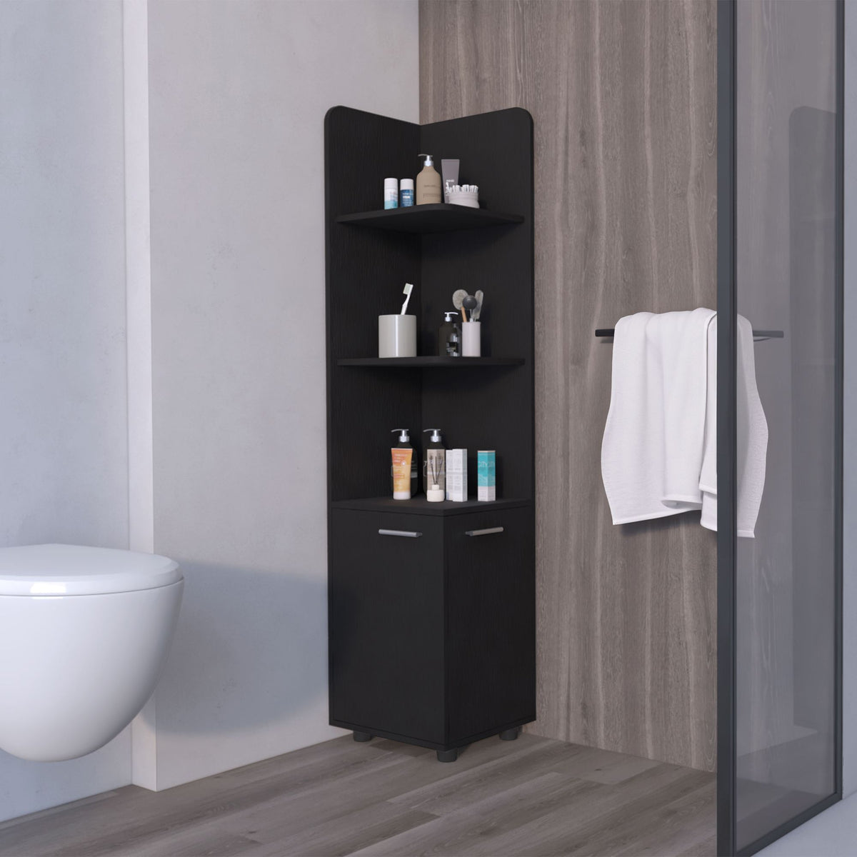 Sunriver Corner Cabinet with Open Shelving