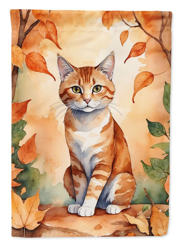 Suphalak Cat in Fall Leaves Decorative House Flag