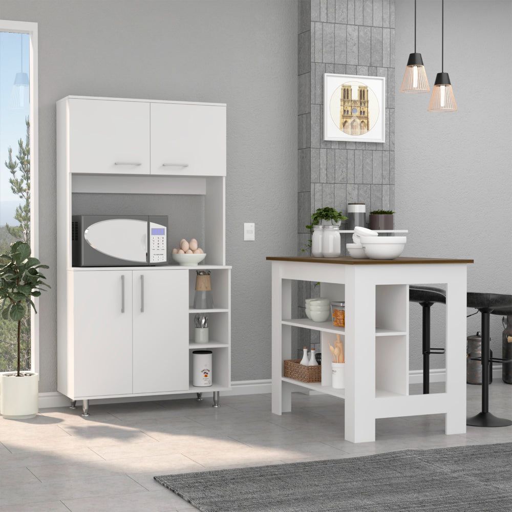Surrey Kitchen Island and Pantry Cabinet Set