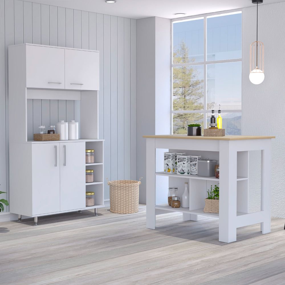 Surrey Kitchen Island and Pantry Cabinet Set