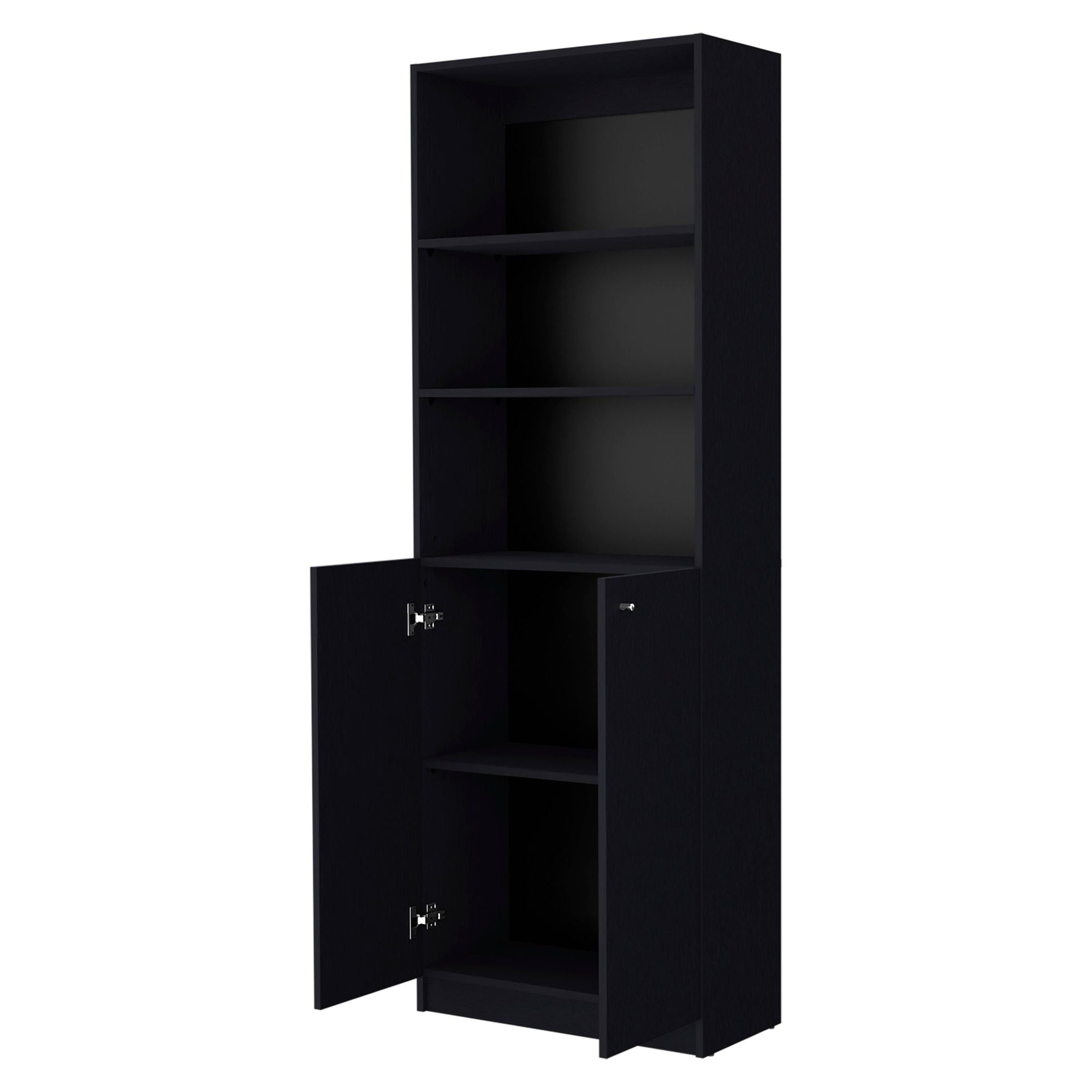 Sutton 2-Door Bookcase with Multi-Level Shelves and Double Door Design