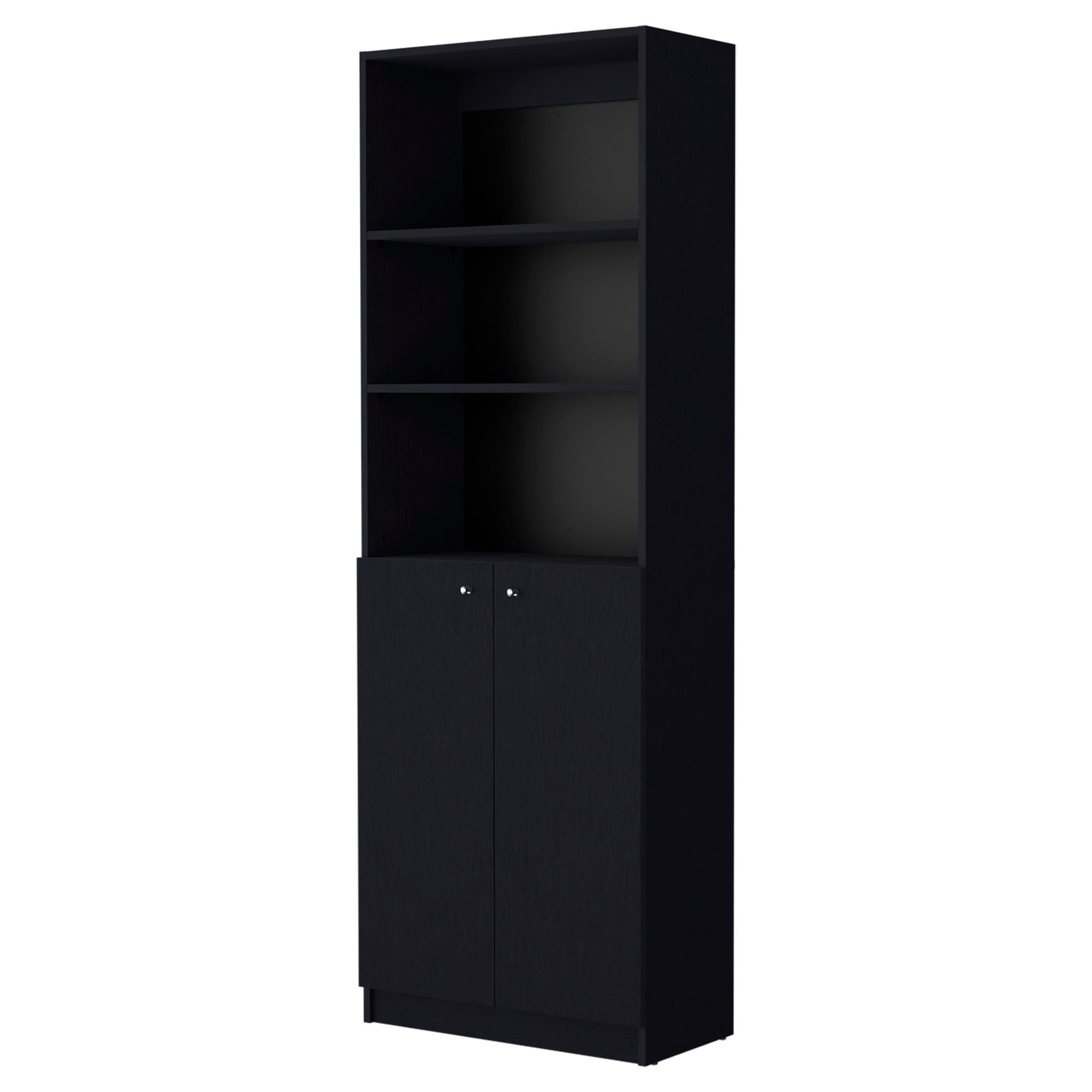 Sutton 2-Door Bookcase with Multi-Level Shelves and Double Door Design