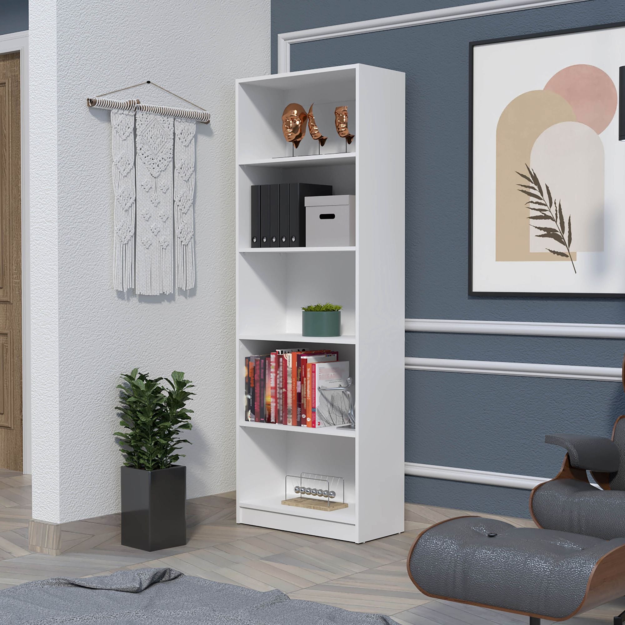Sutton 4-Shelf Bookcase: Modern Storage for Any Room