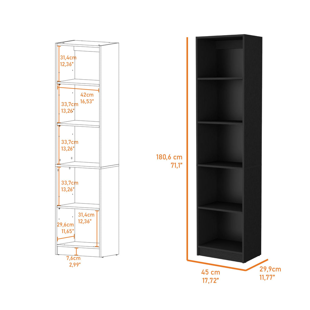Sutton Slim Bookcase with 5 Shelves for Modern Living