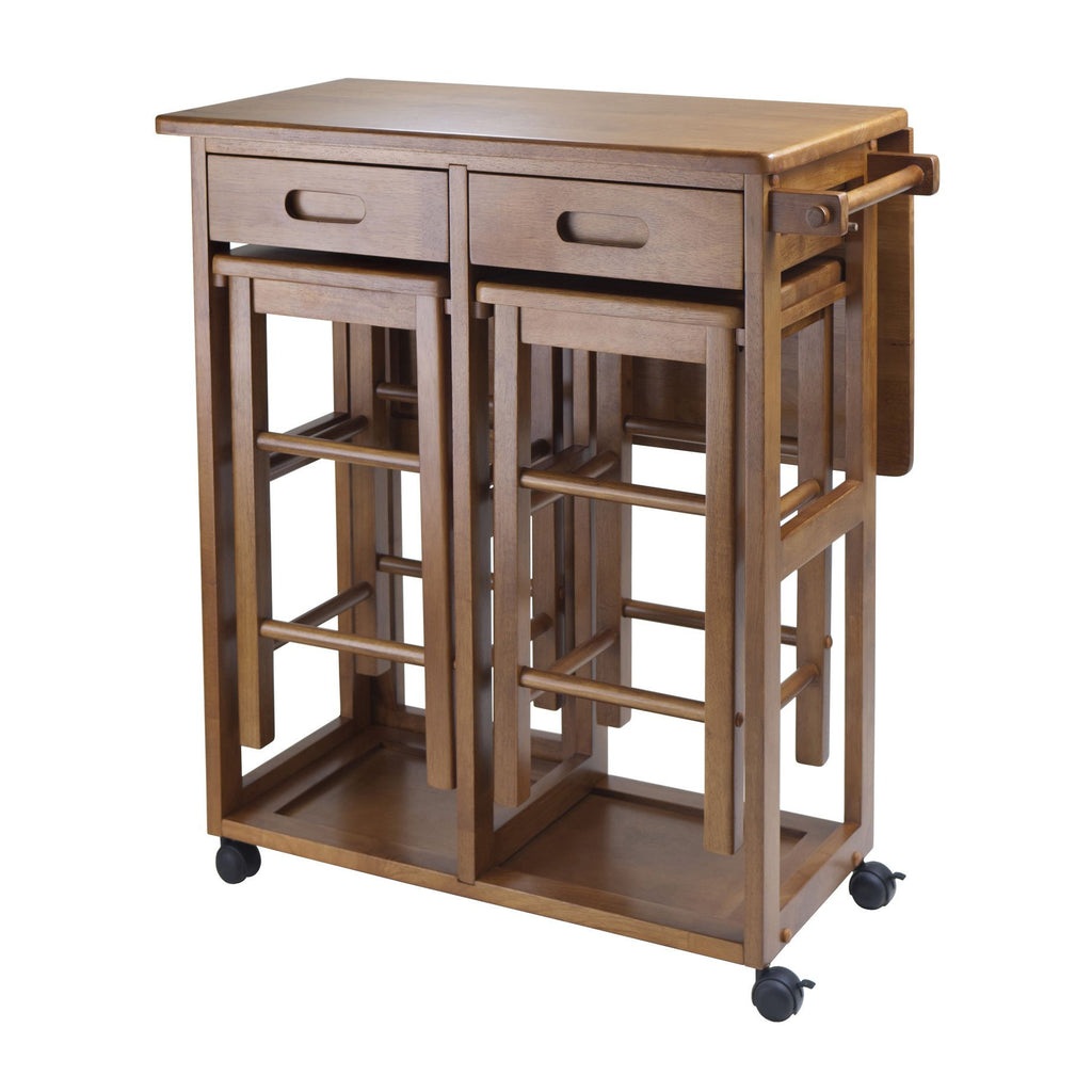 Suzanne 3-Pc Space Saver Set with Rolling Cart and Stools