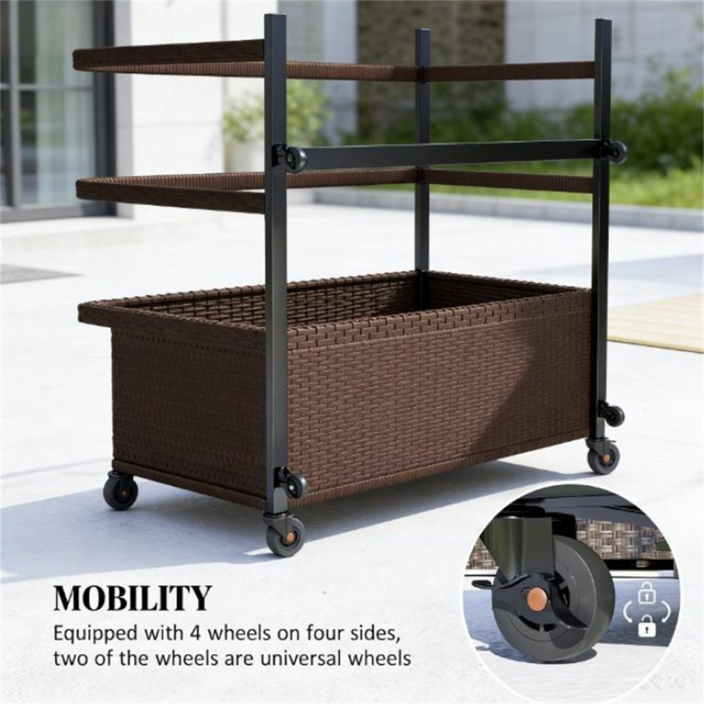 Three-Section Pool Float Storage Cart with Wheels