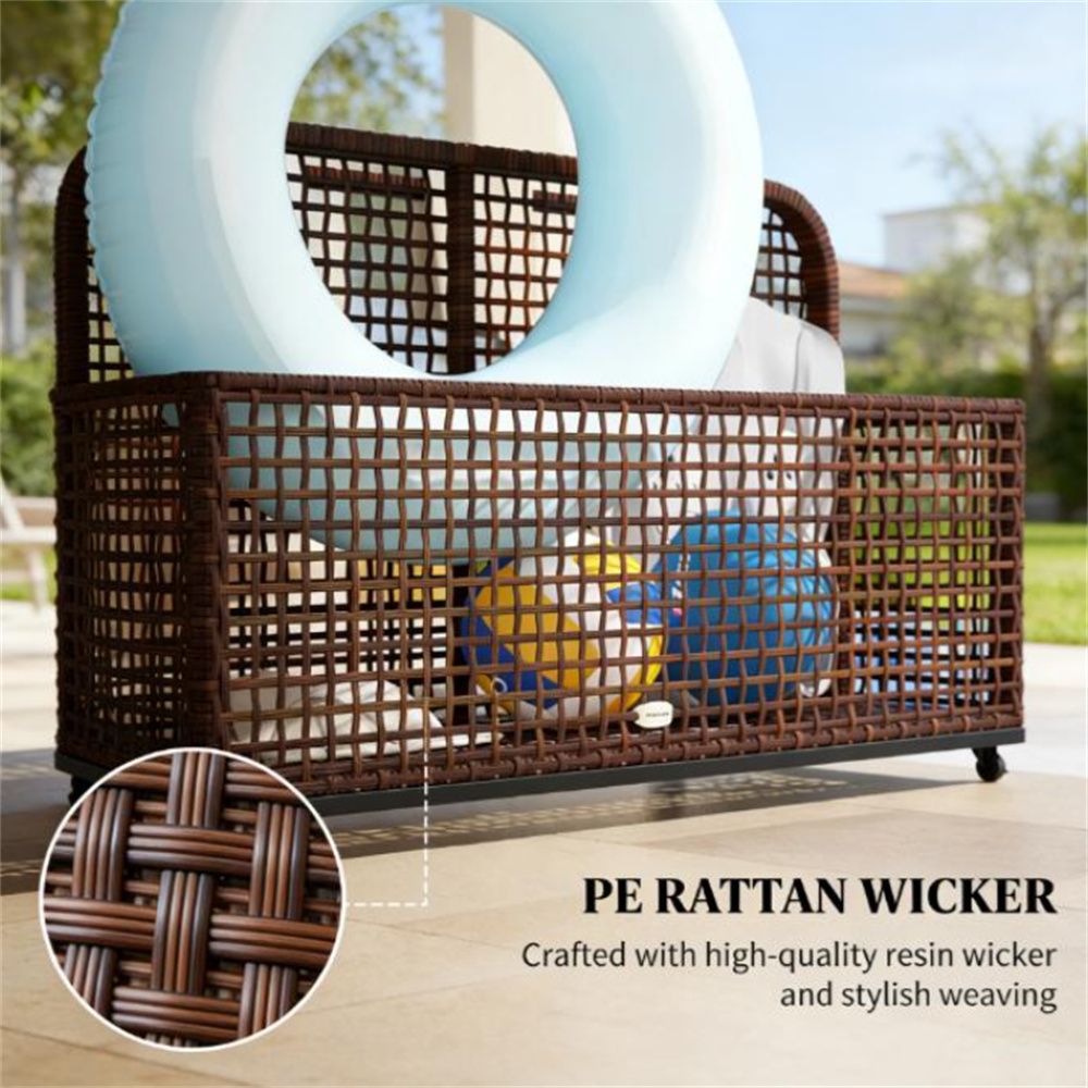 Wheeled Poolside Storage Cart with Two Storage Zones
