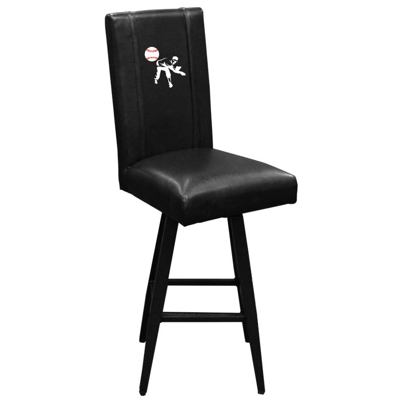 Baseball Pitcher Logo Swivel Bar Stool