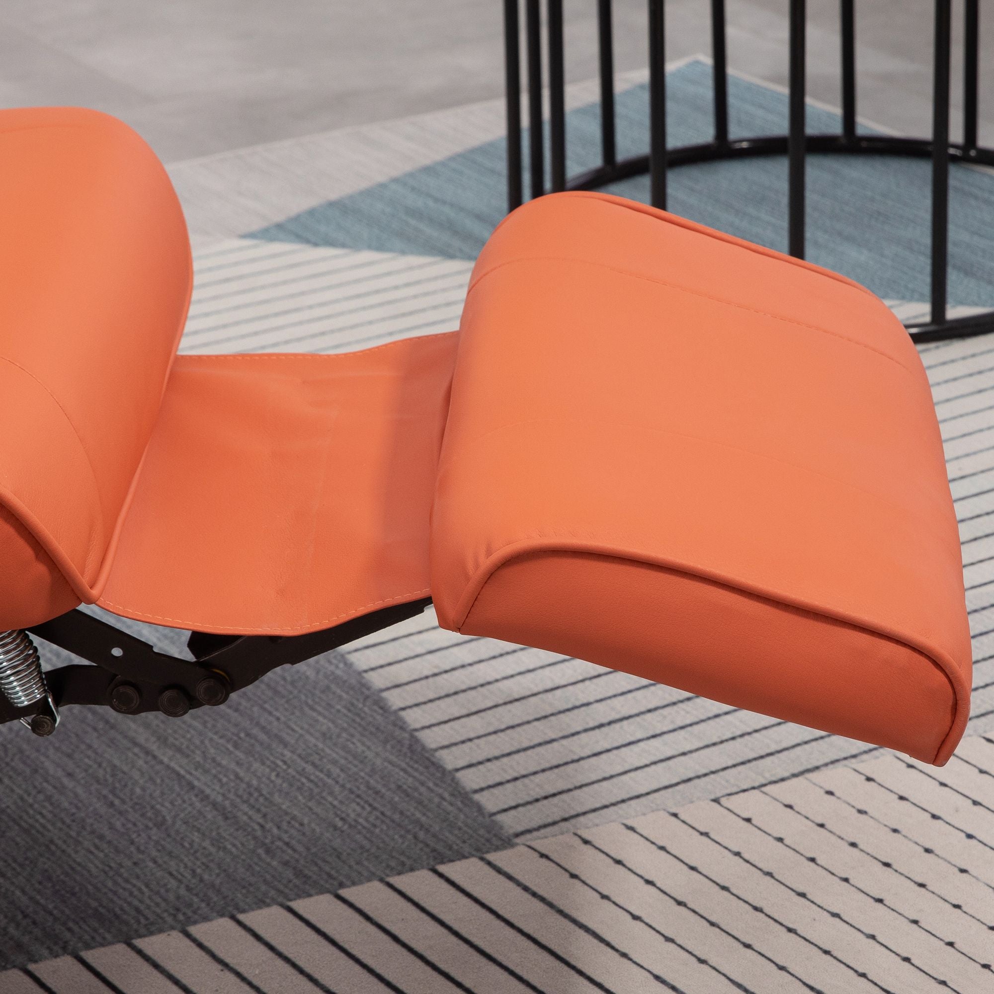 Light Red Swivel Recliner Chair with Footrest and Wood Base