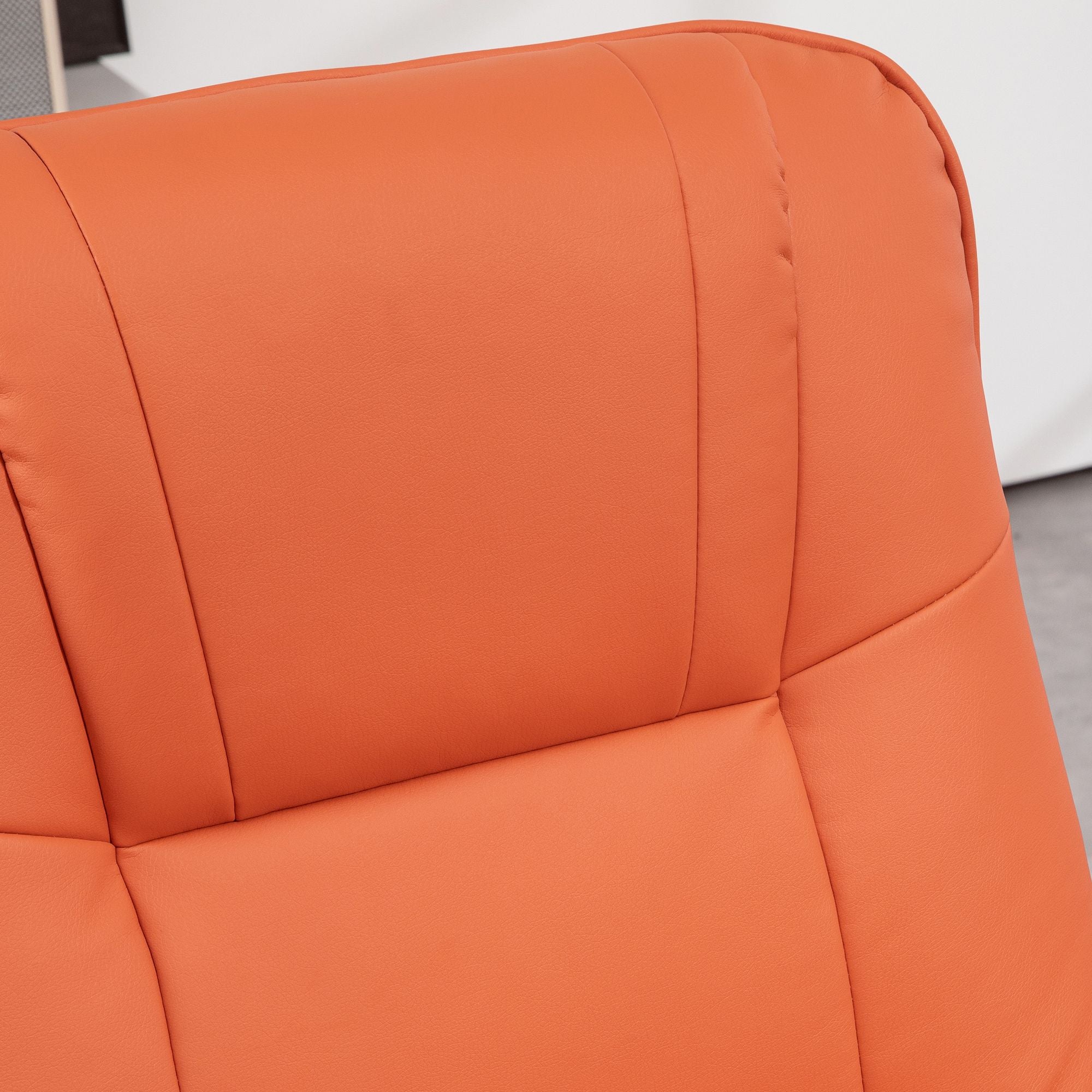 Light Red Swivel Recliner Chair with Footrest and Wood Base