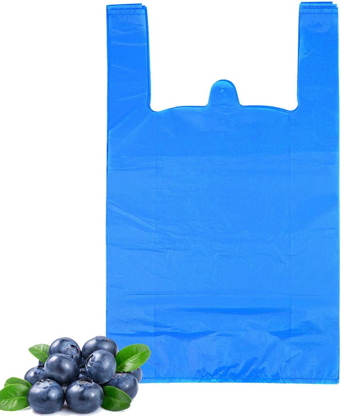 T Shirt Bags, Plastic Grocery Bags with Handles -, Blue (100 Count)