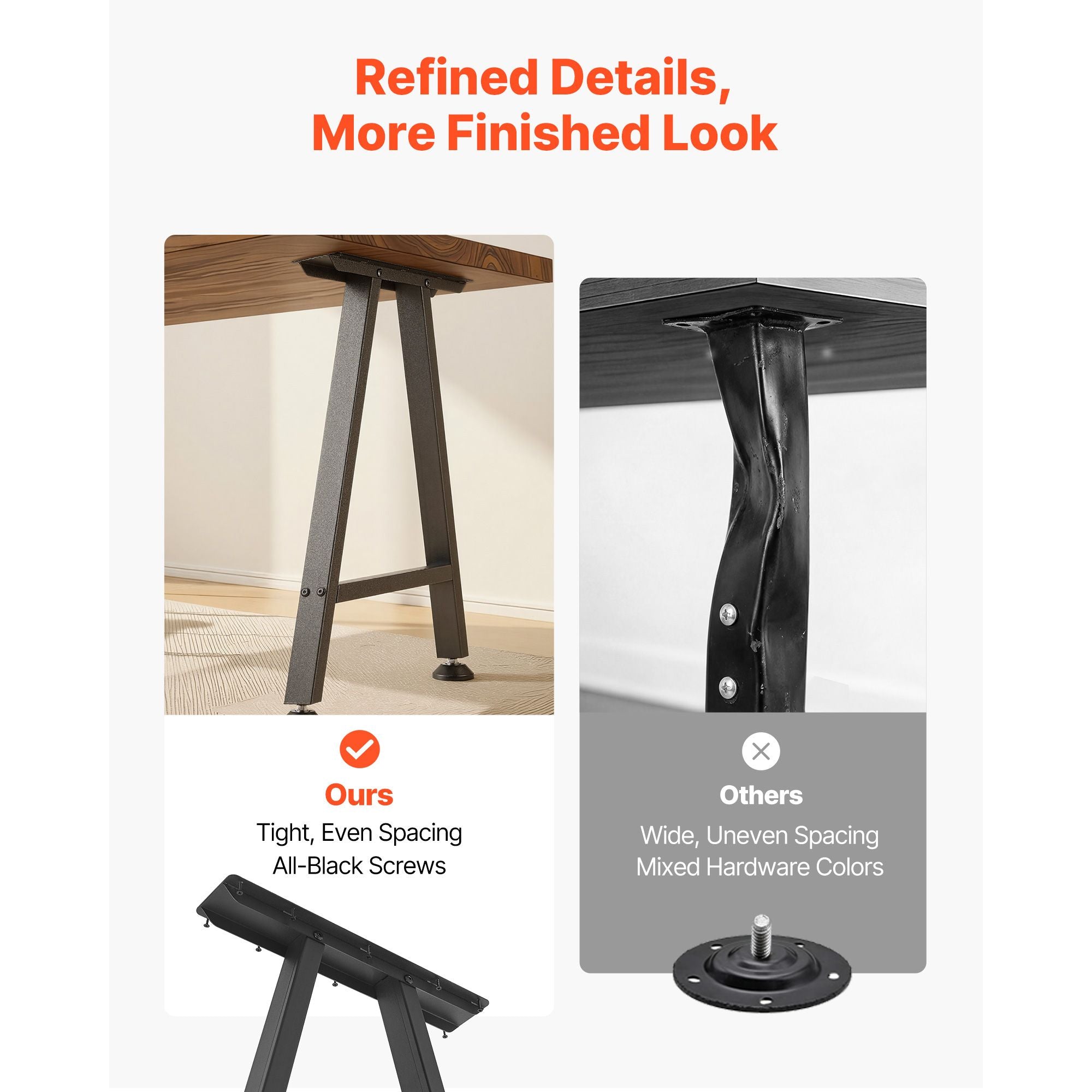 Table Legs, H x W Trapezoid Steel Furniture Legs, Modular Design, Easy