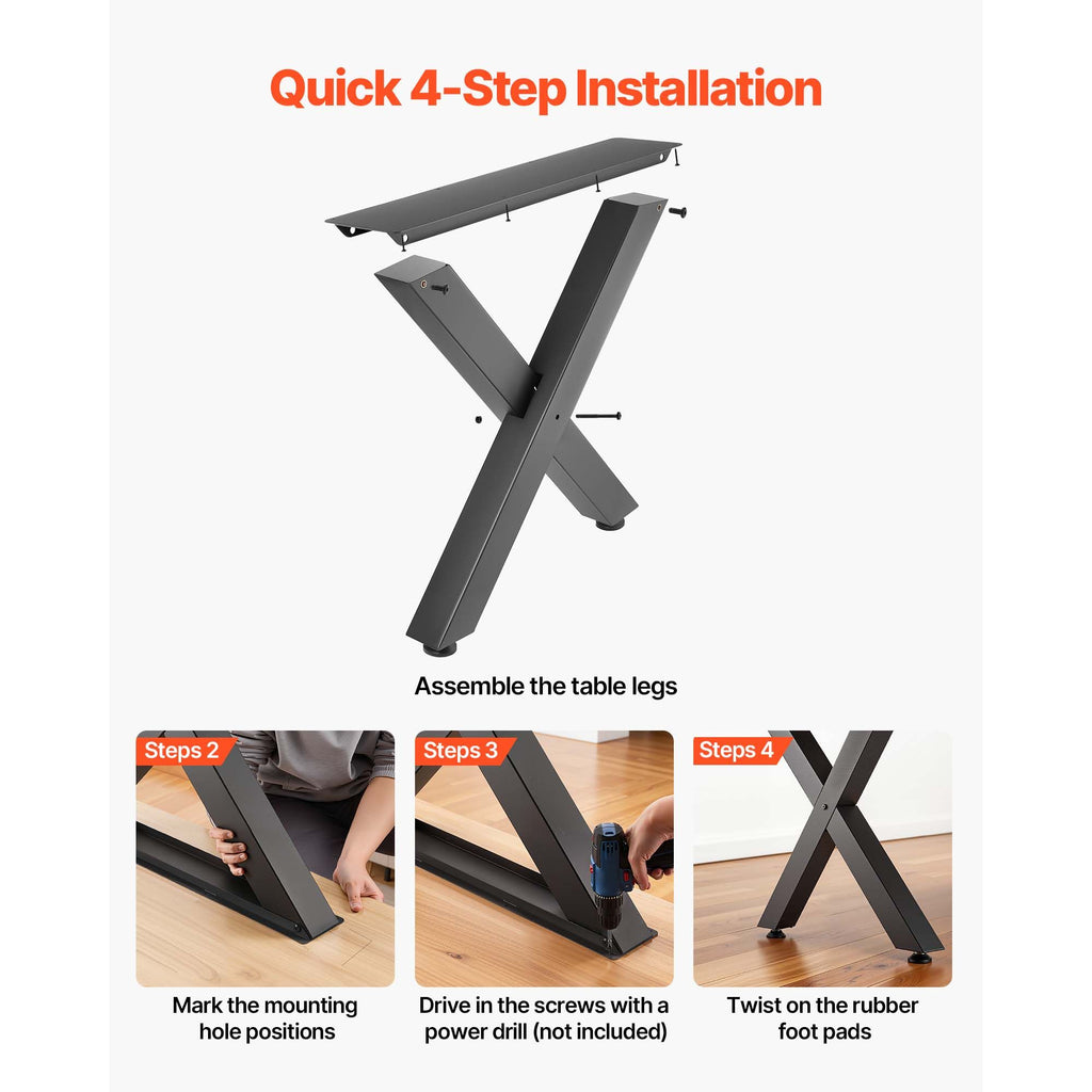 Black Modular X-Frame Table Legs