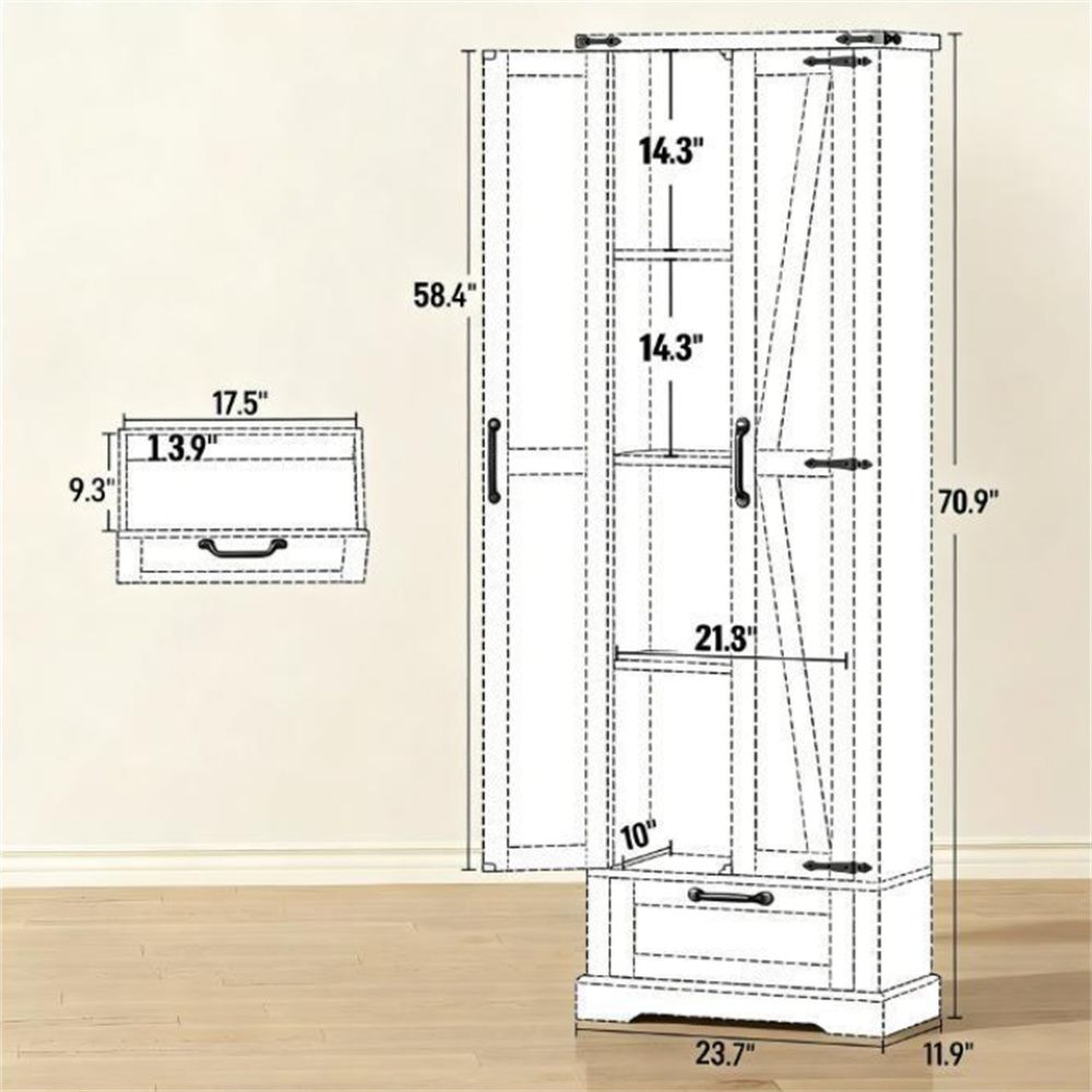 Country-Style Pantry Cabinet with Flexible Storage