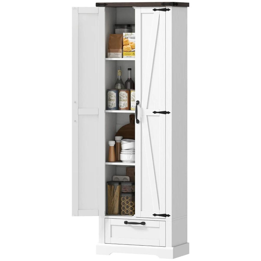 Country-Style Pantry Cabinet with Flexible Storage