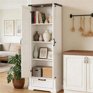 Country-Style Pantry Cabinet with Flexible Storage