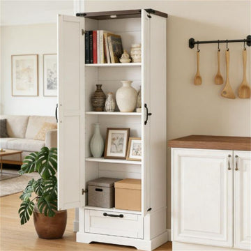 Country-Style Pantry Cabinet with Flexible Storage