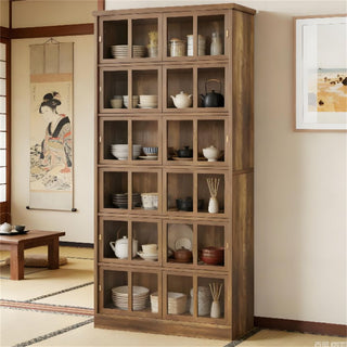 Modern Tall Pantry Cabinet with Acrylic Doors and Adjustable Shelves