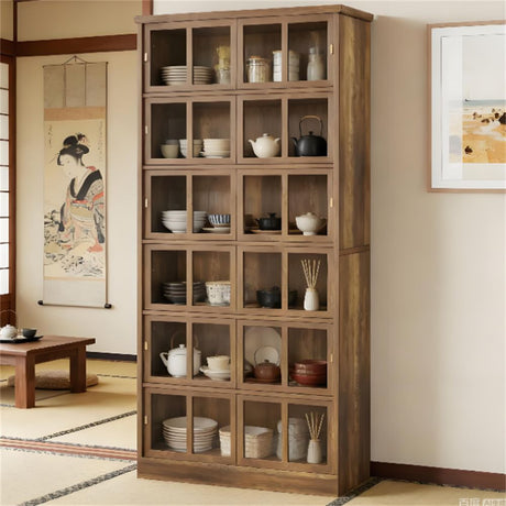 Modern Tall Pantry Cabinet with Acrylic Doors and Adjustable Shelves