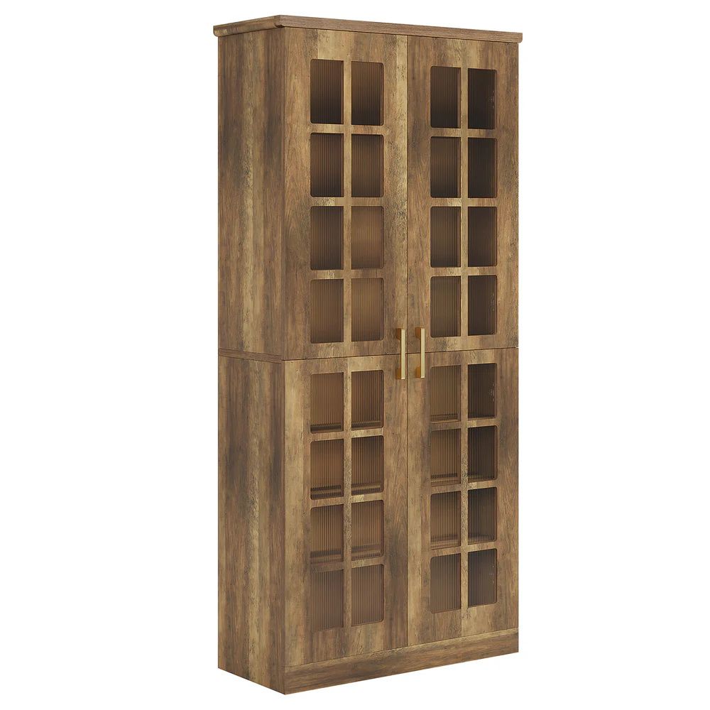 Modern Tall Pantry Cabinet with Acrylic Doors and Adjustable Shelves