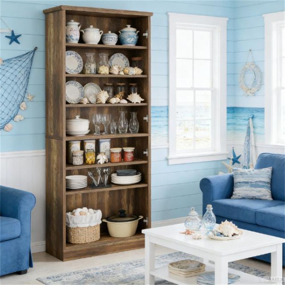 Modern Tall Pantry Cabinet with Acrylic Doors and Adjustable Shelves