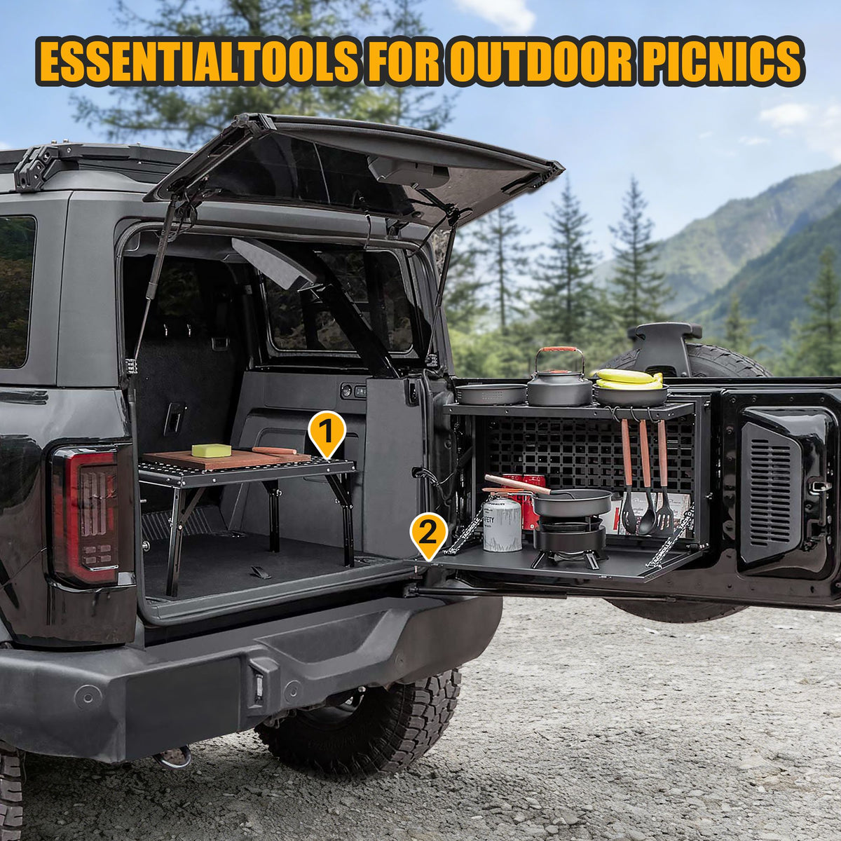 Tailgate Storage Box with Concealed Table for Bronco – Expand Cargo & Workspace