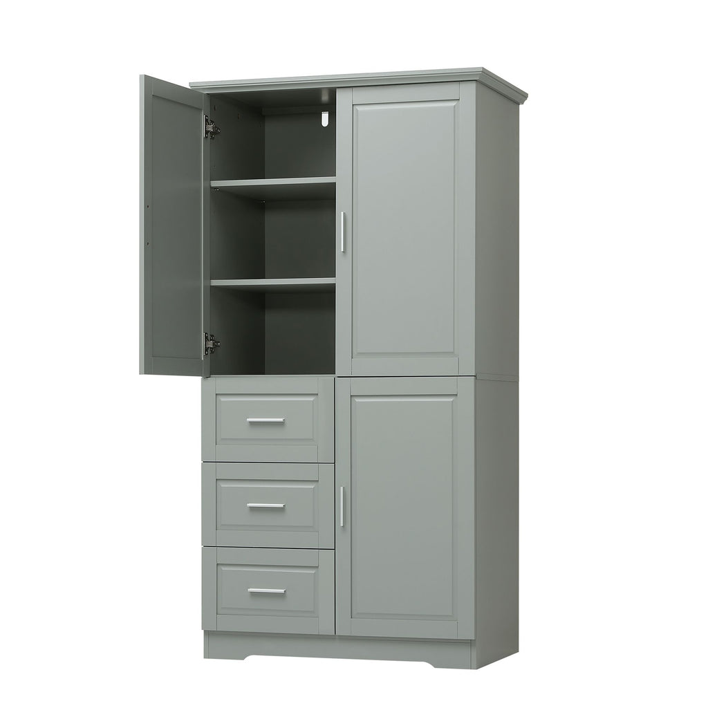 Tall Storage Cabinet with Doors and Three Drawers
