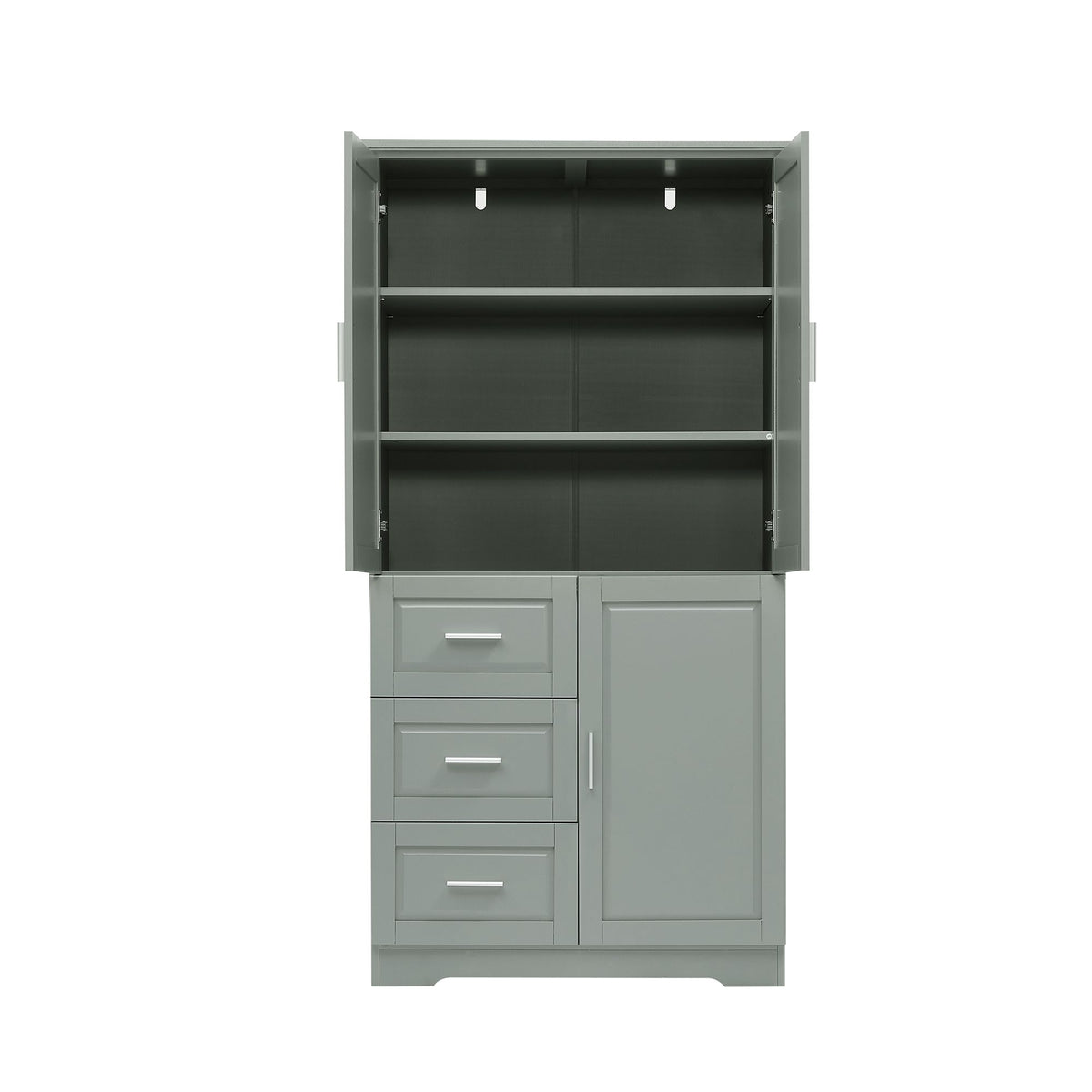 Tall Storage Cabinet with Doors and Three Drawers
