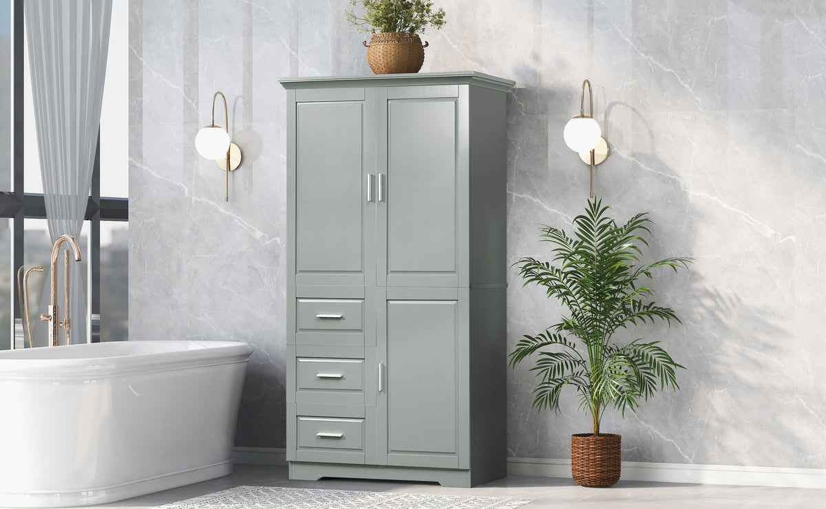 Tall Storage Cabinet with Doors and Three Drawers
