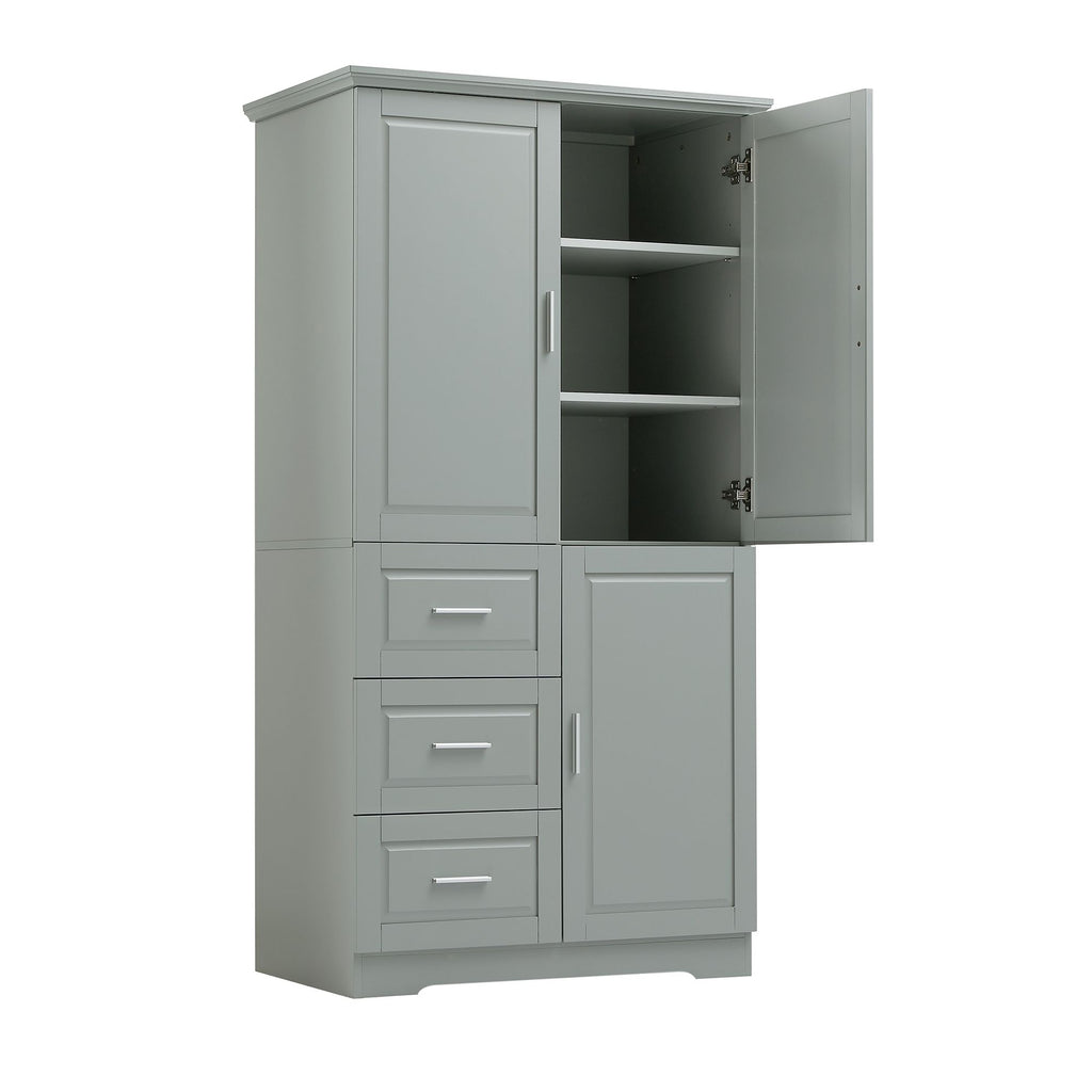 Tall Storage Cabinet with Doors and Three Drawers