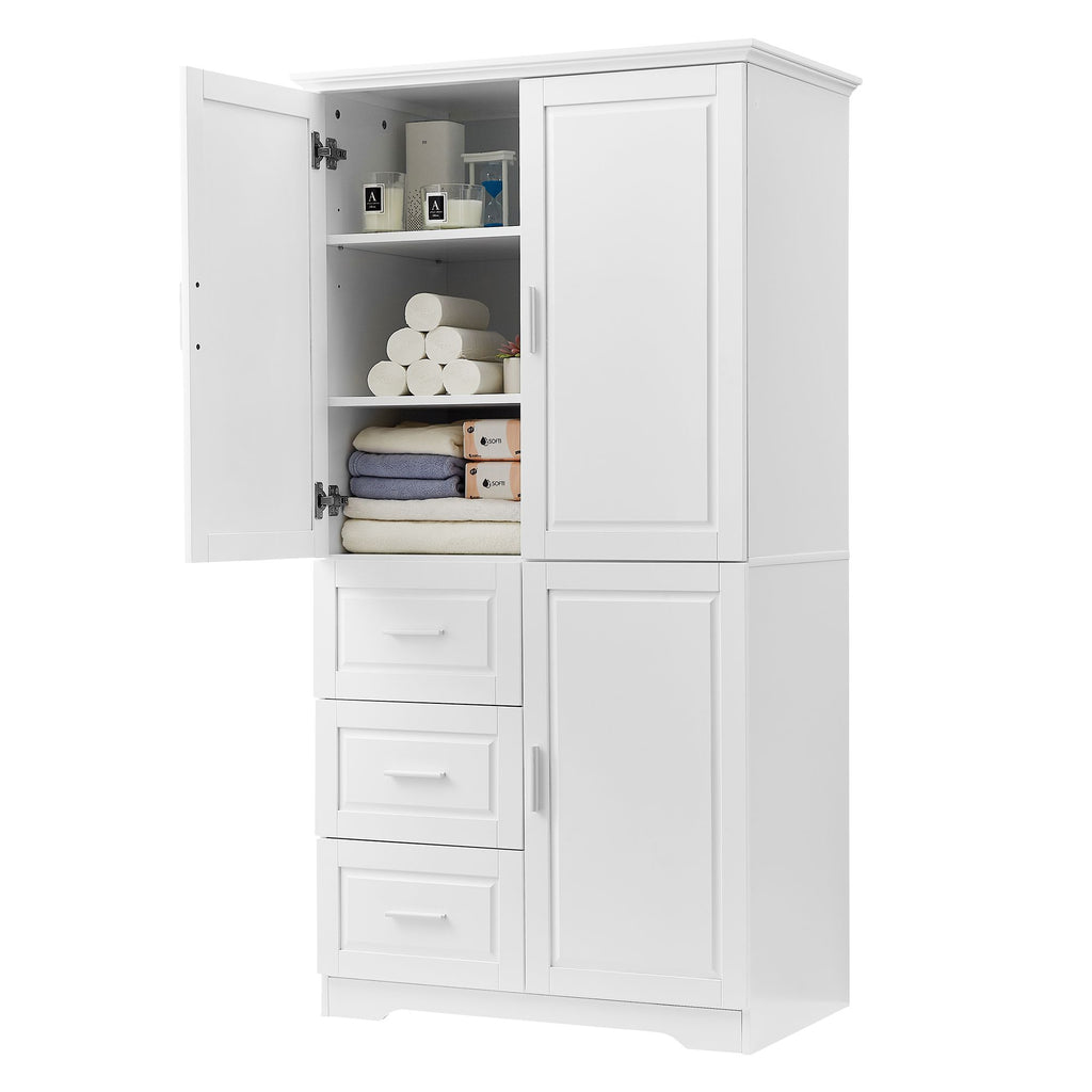 Tall Storage Cabinet with Doors and Three Drawers