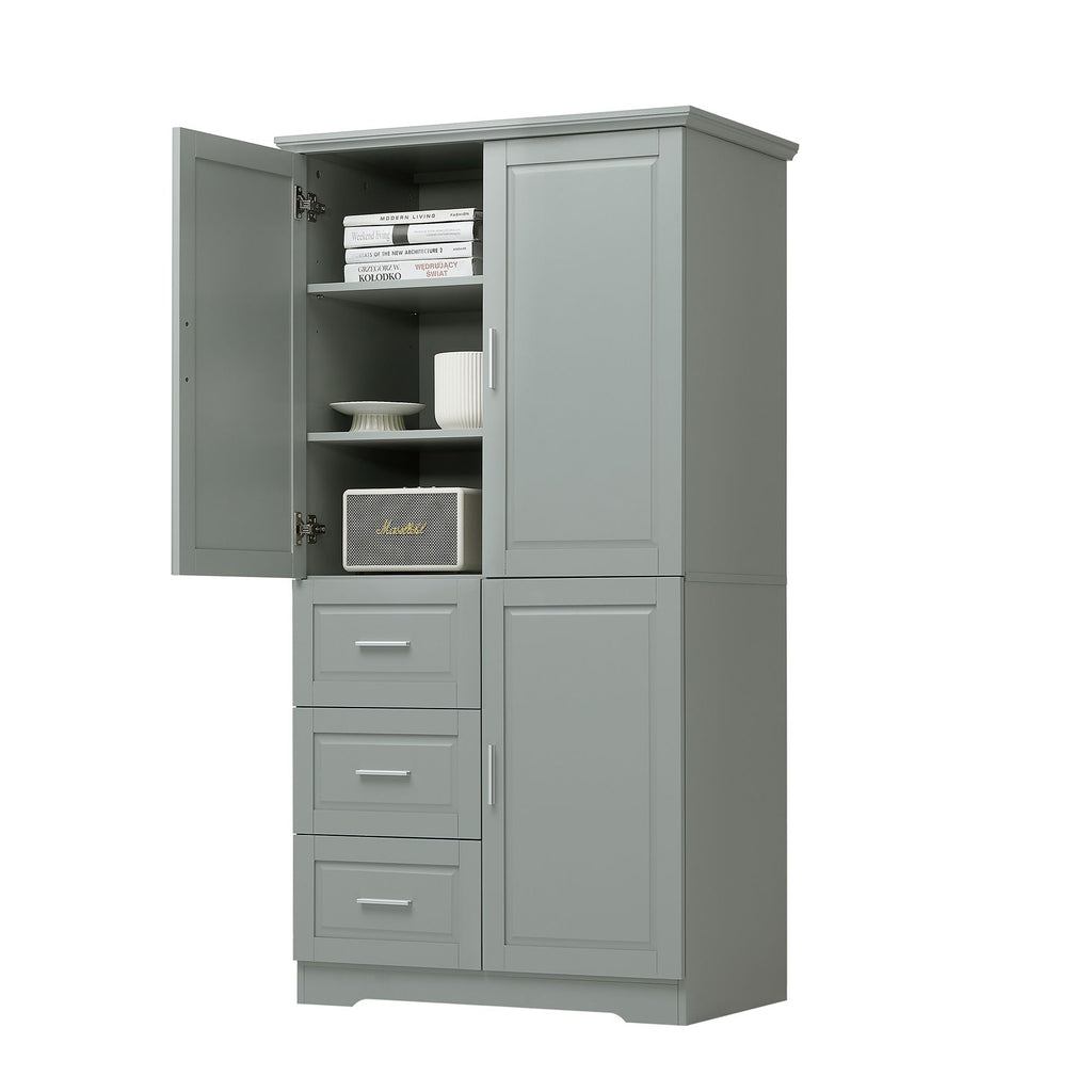 Tall Storage Cabinet with Doors and Three Drawers