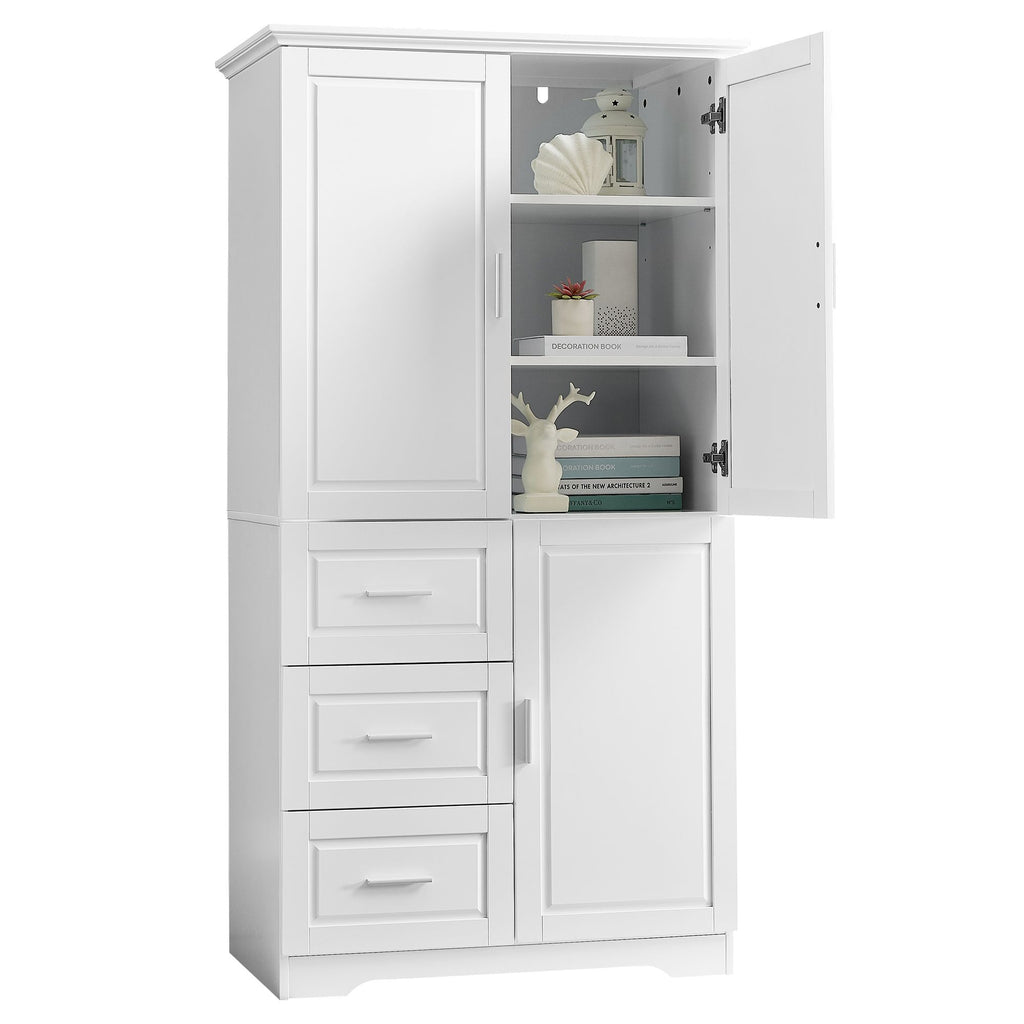 Tall Storage Cabinet with Doors and Three Drawers