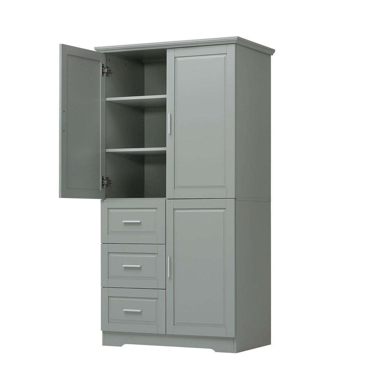 Tall Storage Cabinet with Doors and Three Drawers