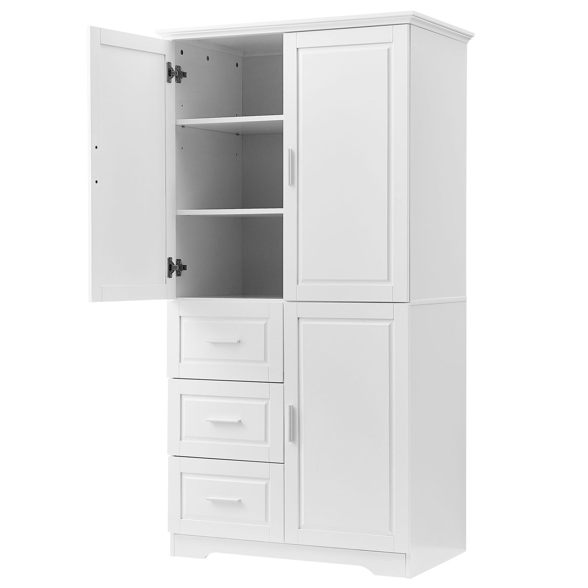 Tall Storage Cabinet with Doors and Three Drawers