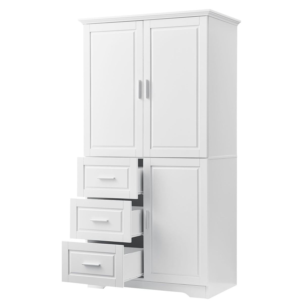 Tall Storage Cabinet with Doors and Three Drawers