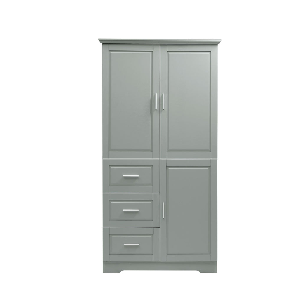 Tall Storage Cabinet with Doors and Three Drawers