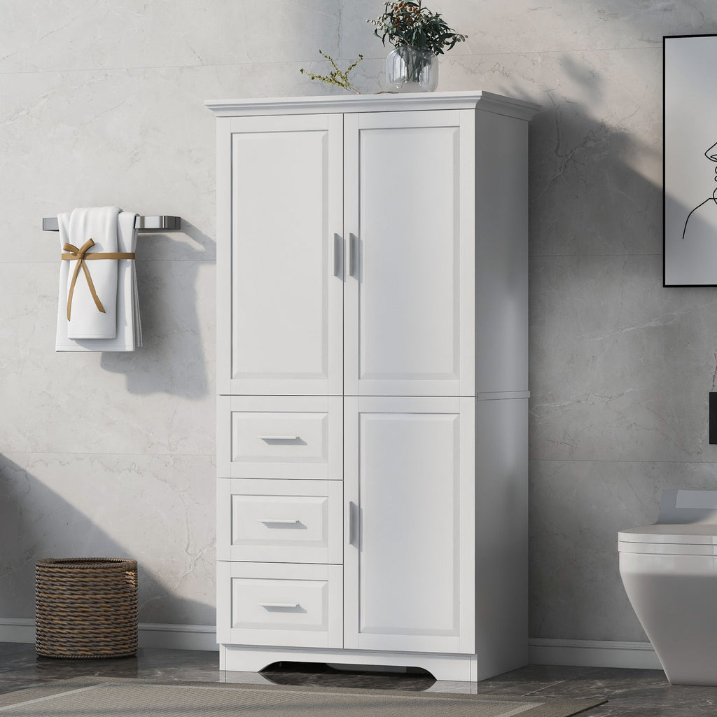 Tall Storage Cabinet with Doors and Three Drawers