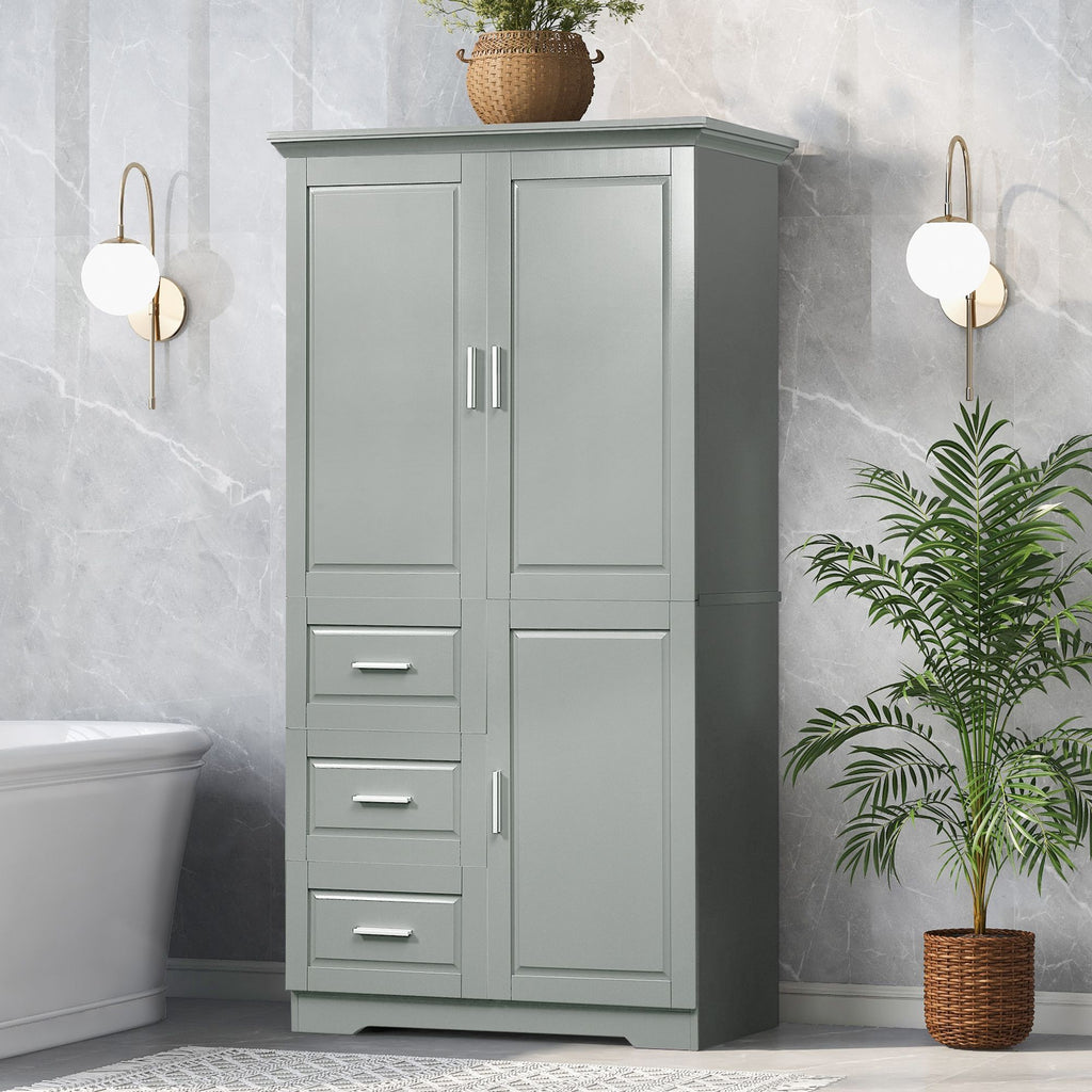 Tall Storage Cabinet with Doors and Three Drawers