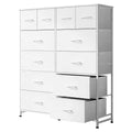 Tall Dresser with 12 Drawers, Steel Frame and Wood Top, Storage Organizer for Living Room