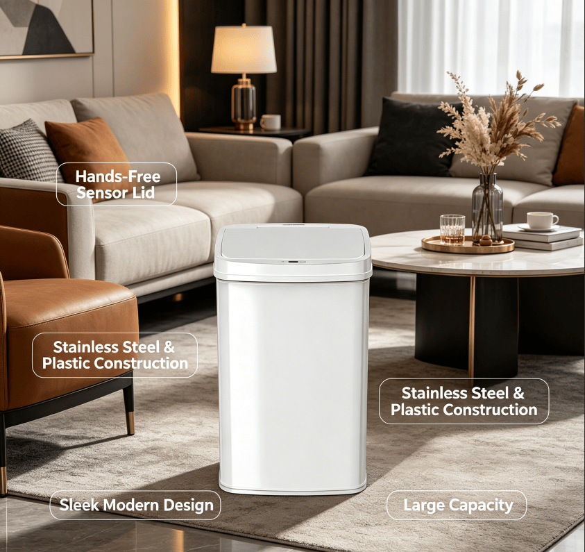 Touchless Sensor Trash Can with Sealed Lid
