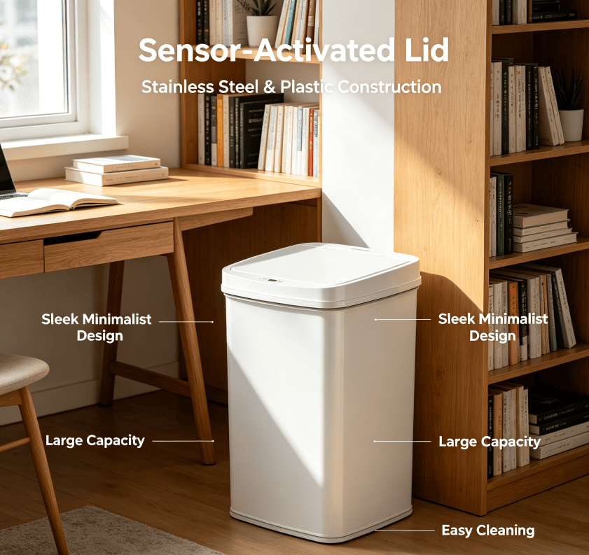 Touchless Sensor Trash Can with Sealed Lid