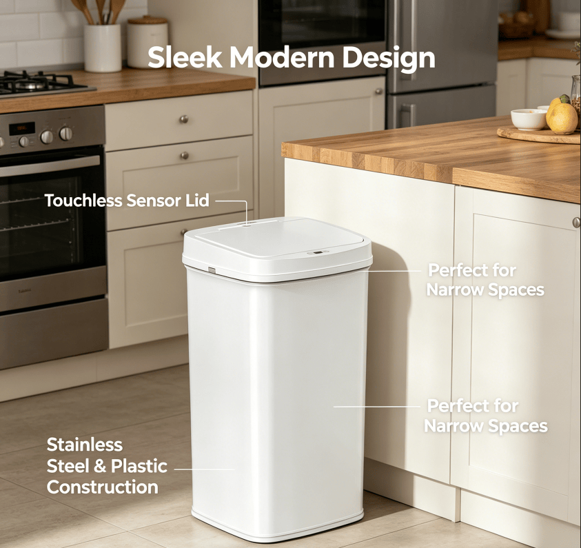 Touchless Sensor Trash Can with Sealed Lid