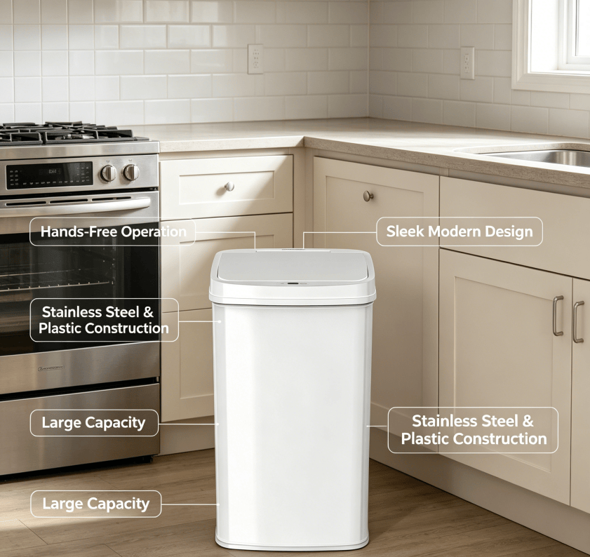 Touchless Sensor Trash Can with Sealed Lid