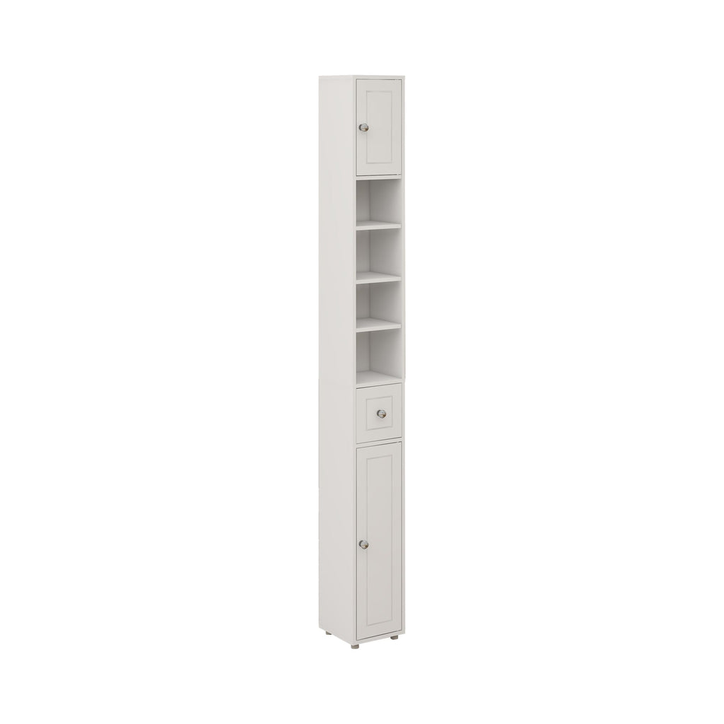 Tall Slim Bathroom Storage Cabinet with Drawer and Adjustable Shelves