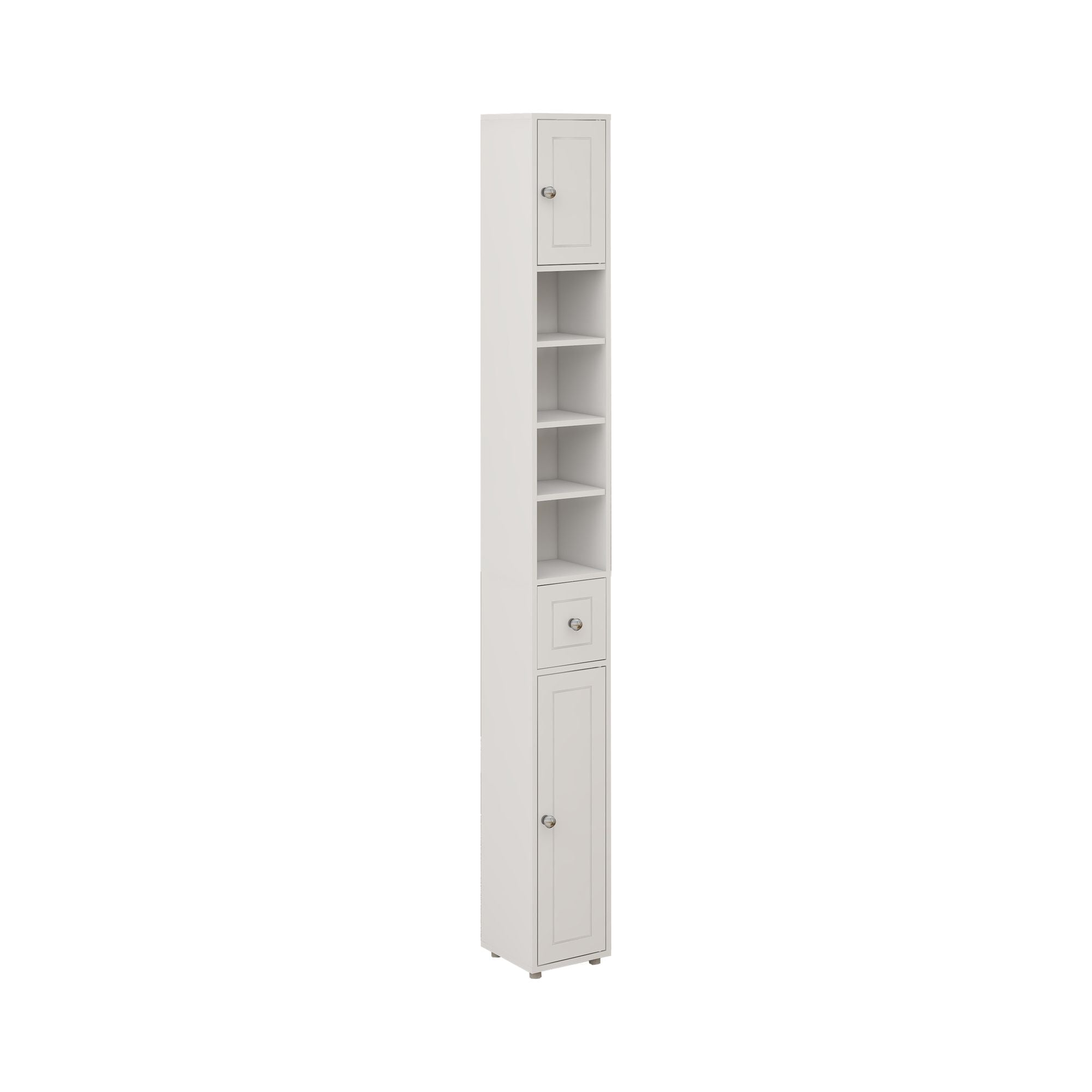 Tall Slim Bathroom Storage Cabinet with Drawer and Adjustable Shelves